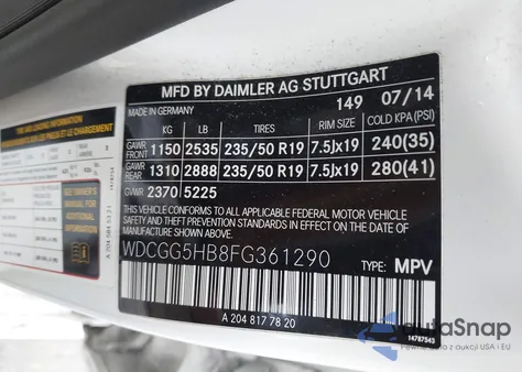 2015 Mercedes-Benz Glk 350 from USA, damaged, VIN WDCGG5HB8FG361290